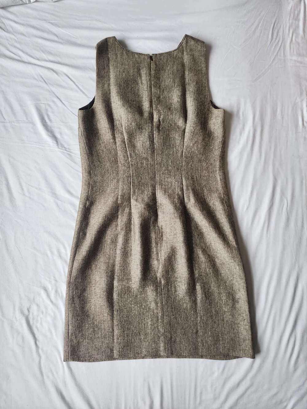 Michael Kors Sleeveless Brown Tweed Beaded Midi Dress